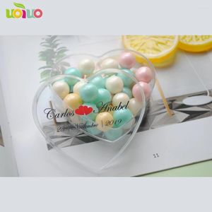 Emballage cadeau unique Nice Transparent Heart Shape Wedding Wedding Souvenir Candy Box avec Personnalise Logo