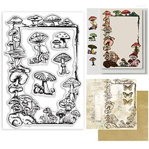 Enveloppe cadeau Cadre de champignons vintage Stamps transparents en caoutchouc en silicone
