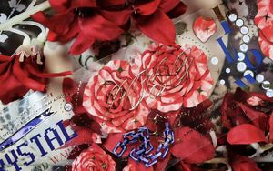 Cadeau cadeau Vintage rouge noir rose ombre floral brillant Washi PET Tape pour la fabrication de cartes Planificateur DIY Scrapbooking Plan Autocollant décoratif