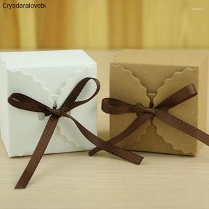 Emballage cadeau Vintage rétro Mini Kraft papier boîte à bonbons bricolage fête d'anniversaire faveur de mariage petit gâteau emballage avec des rubans