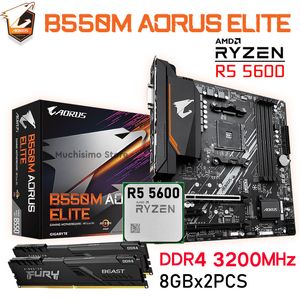 Gigabyte B550M AORUS ELITE AM4 Motherboard With AMD RYZEN 5 5600 AM4 Processor R5 5600 Ryzen Kit With 3200MHz 16GB RAM New