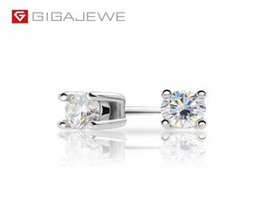 GIGAJEWE EF Corte redondo Total 02ct Diamante Prueba aprobada Moissanite 18K chapado en oro 925 Pendientes de plata Joyería Regalo de novia C10034870845