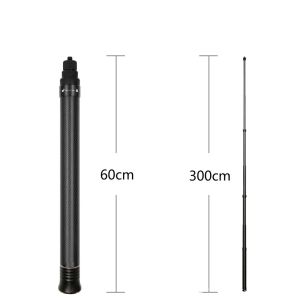 Gimbal 1,5 / 3 mètre réglable Réglable Ultralong Carbone Fiber Stick Stick Stick Lightweight Selfie pour Insta360 One X2 / R / X GoPro