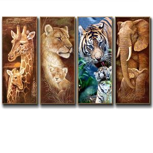 Girafe tigre éléphant zèbre Art toile impression peinture animaux sauvages mur photo Parent enfant salon décoration de la maison affiche