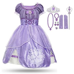 Girl Cosplay Princess Sofia Dress Kids Sequins en couches de luxe de luxe Carnival Halloween Party Fancy Up Up Sophia