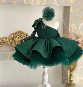 Vestidos de niña de 0 a 12 años, vestido de tutú para niños, un hombro, vestido de cumpleaños para niños, bautismo, flor de bebé