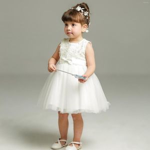 Robes de fille 0-2 ans bébé filles robe de fête d'anniversaire petite robe de bal infantile enfant en bas âge fleur blanche pour les mariages