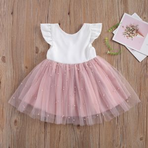 Fille robes bébé été rose arc robe enfant en bas âge filles 1st anniversaire soirée Costume Nfant robe de baptême pour enfants année