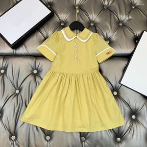 Robes pour filles BF584, produits de printemps et d'été, robe de princesse brodée à revers jaune pâle, 2023