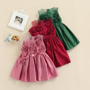 Vestidos de niña Boiiwant 6-24M vestido de princesa bebé 3D Rosa flor decoración boda fiesta tutú para niñas noche de verano