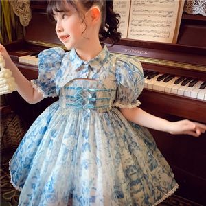 Fille robes vêtements pour enfants filles été fronde robe châle 2 pièces ensemble mode impression Lolita princesse 3-12Y