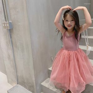 Robes de fille enfants jarretelles danse maille dentelle robe 2 3 4 5 6 7 8 ans bébé filles blanc jaune rose mariage fête d'anniversaire vêtements