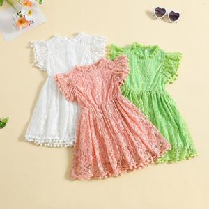 Robes de fille CitgeeSummer Kids Toddler Girls A-line Dress Short Sleeve O Neck Lace Floral Tassel Clothes