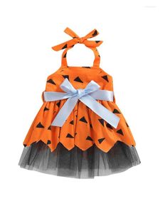 Robes de fille enfant en bas âge bébé Halloween Noël robe de Thanksgiving sans manches Tulle Tutu jupe tenue princesse fête robe de soleil fille