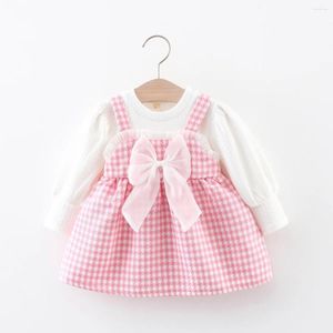 Vestidos para niñas, vestido para niñas de manga larga, ropa coreana con lazo de princesa para niños, ropa al por mayor 2024