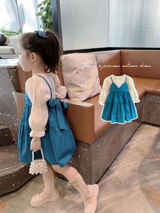 Fille robes filles mode vêtements 2023 printemps enfants mignon Style coréen enfant en bas âge manches bouffantes en gros coton robe de princesse