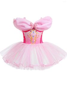 Robes de fille filles spaghetti paillettes de ballet de danse de danse jupe tutu rose avec une décoration papillon cachée de boucle cachée