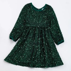 Vestidos de niña Girlymax Winter Christmas Baby Girls deslumbrantes Sparkles Sequin Dress Solid Color Twirl Longitud Kids Clothing