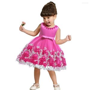 Robes de fille HG princesse marque 3 T-10 T enfants robe de soirée formelle Patchwork rose fleur genou longueur Pageant Robes de soirée Robes