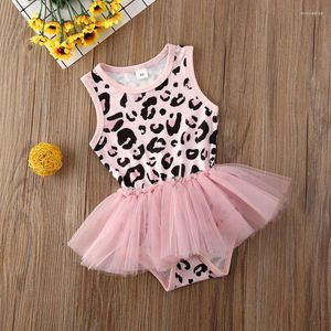 Fille robes Imcute 2022 enfants bébé filles rose imprimé léopard princesse vêtements barboteuse Tutu robe tenue ensemble 0-18M