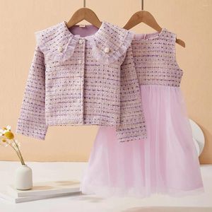 Robes de fille enfants princesse pour filles vêtements violet manteau robe tenues élégantes adolescents bébé enfants Costumes 6 8 10 12 ans