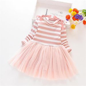 Robes de fille Enfants Toddler Infant Baby Girls Striped Patchwork Tulle Dress Princess Stripe 2 Years Birthday