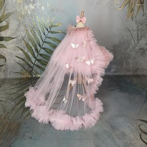 Robes de fille rose haut-bas bébé filles tulle avec strass papillons enfant en bas âge enfant robe de fête d'anniversaire robe de première communion 2023