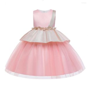 Robes de princesse pour filles, tenue de cérémonie courte rose, vêtements de bal, de bal, de soirée, à fleurs, spectacle pour filles
