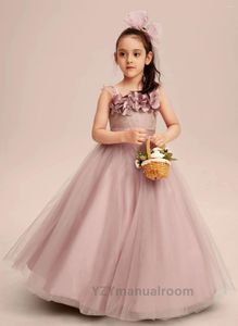 Robes de fille princesse Tutu rose robe de demoiselle d'honneur bal fête d'anniversaire fée fleur élégante