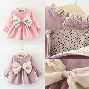 Robes de fille Pudcoco Dress 3M-3Y Born Kids Baby Winter Warm Clothes Bowknot Princess Party