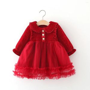 Vestidos de niña Vestido de princesa roja para niñas 2023 Versión coreana de otoño e invierno ropa para niños al por mayor