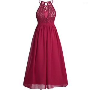 Fille Robes Simple Bourgogne Fleur Robe Enfants Demoiselle D'honneur De Bal Maxi Brithday Party Halter Cou Pour 2 -12 Ans