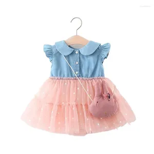 Fille robe d'été bébé filles enfants épissage en maillage princesse robe vestimentaire des enfants en gros de 1 à 3 ans