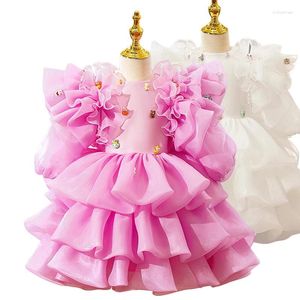 Robes de fille été violet rose longueur au genou satin robe de demoiselle d'honneur junior pour la cérémonie de mariage fête d'anniversaire robe de princesse taille 1-14