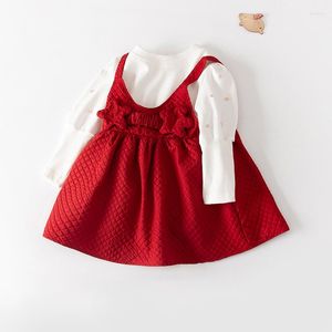 Robes de fille Toddler Girls Dress For Kids Spring Clothes Star Red Sets Born Baby Suit Party