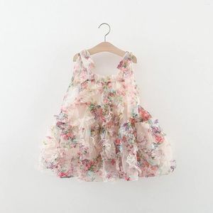 Robe d'été sans manches pour filles, tenue d'été avec nœud papillon, imprimé Floral, à volants, taille 5, petit noël