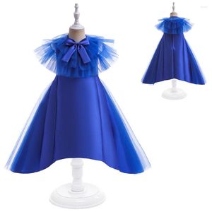 Vestidos de niña, tul con volantes, azul real, vestido de dama de honor para niños, vestidos formales de fiesta, cumpleaños, elegante para niños pequeños