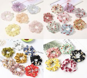 Girl Hair Scrunchy Ring Elastic Hairs Bands Organza Floral Strawberry Grand intestin sportif Dance Scrunchie Mesh Curable Rope5091736