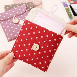 Girl Polka Polka Cotton Linen Almohadilla sanitaria Bolsa de toalla Toalla Bolsa Bolsa Cosmética Bolsa de almacenamiento