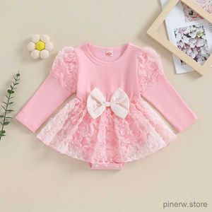 Robes de fille Automne Printemps Princesse Enfant Bébé Filles Tulle Patchwork Romper Mignon À Manches Longues Crewneck Bodys Combinaisons Floral Tutu Robe