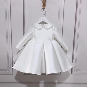 Robes de fille Baby Girl Girl Baptism Robe Anniversaire Fête Enfant Toddler White Satin Ruffles Brokening Robe de nuit Soirée pour née