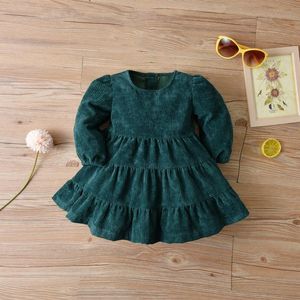 Vestidos da menina vestido da menina do bebê verde para 0-2y meninas manga longa primavera/outono roupas bebês roupas bonitas princesa milamiya