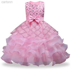 Robes de fille Bébé fille or soie brodée robe de princesse enfants paillettes Tutu robe enfants fille fleur robe de soirée fille vêtements 24323