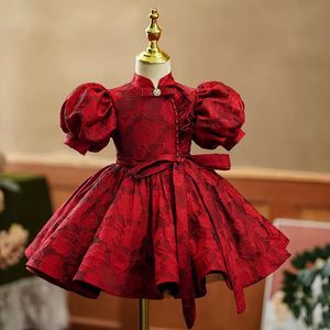 Robes de fille Robe de soirée pour enfants Bow Design Espagnol Vintage Filles Anniversaire Baptême Fête De Noël Robes Rouges Pour Eid A2051 230715