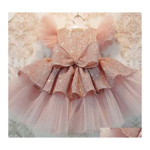 Girl'S Dresses Christmas Sequin Cake Double Baby Girl Dress 1 Year Birthday Born Party Wedding Vestidos Christening Clothes 220125 D Dhqvn