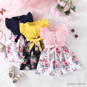 Robes de fille Robe pour enfants 1-7 ans anniversaire style coréen à manches courtes mignon coton floral princesse robes formelles Ootd pour bébé fille