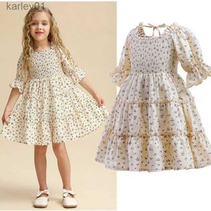 Robes de fille Robe décontractée élégante pour fille pour l'été 3-8 ans vêtements pour enfants pour princesse Tutu enfants anniversaire fleur robe à manches courtes pour enfants yq240327