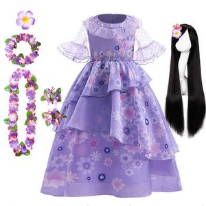 Vestidos de niña Encanto Isabela Madrigal Girls Cosplay Princess Baby Kids Flower Party Dress Niños Brithday Halloween Dress Up Disfraz T230106