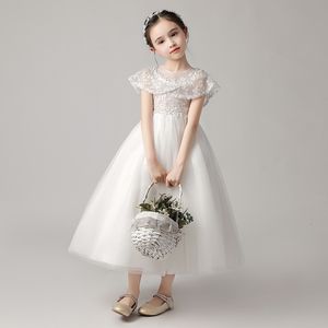 Vestidos de niña Fluffy Flower Girl Dress Encaje bordado Wedding Princess Dress Host Performance Costume Falda Vestidos de noche 230712
