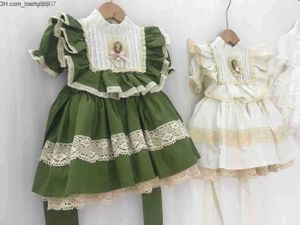 Vestidos de niña Vestidos de niña 0-8Y Baby Girl Summer Green Vintage Lace Princess Dress para Casual Birthday Holiday Eid Z230706